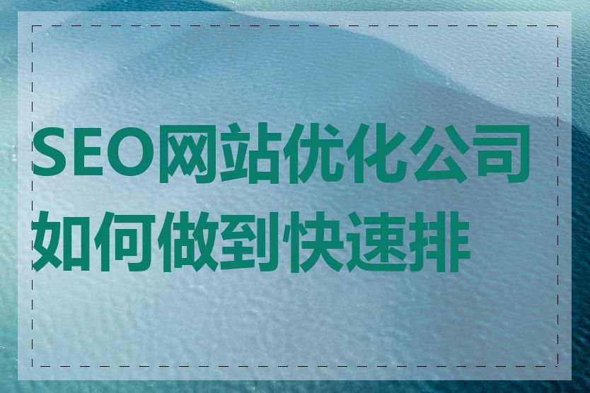 SEO网站优化公司如何做到快速排名