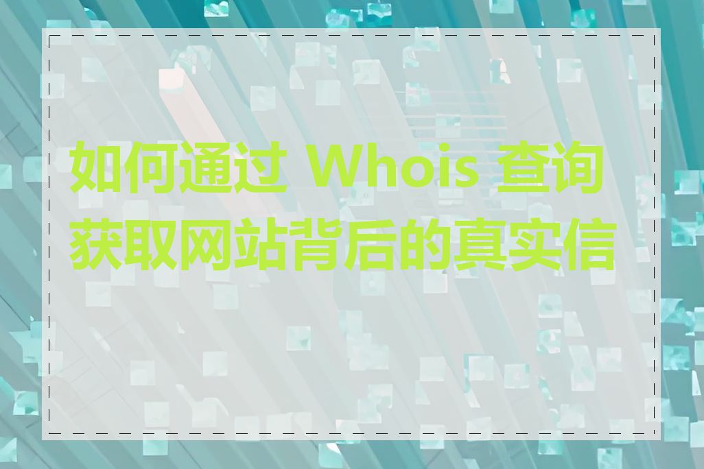 如何通过 Whois 查询获取网站背后的真实信息