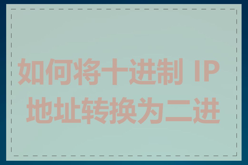 如何将十进制 IP 地址转换为二进制