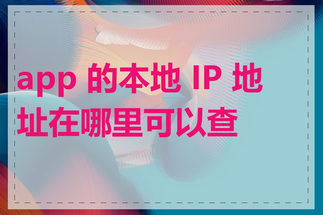 app 的本地 IP 地址在哪里可以查看