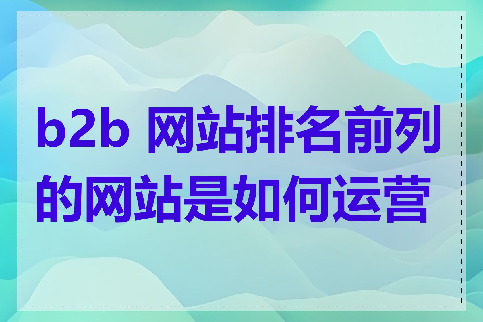 b2b 网站排名前列的网站是如何运营的