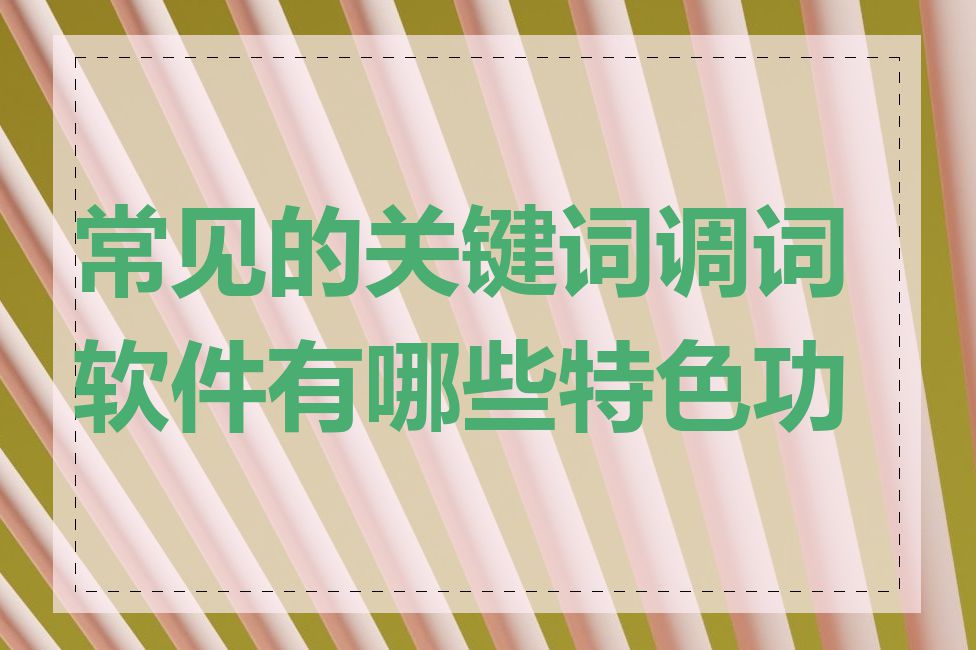 常见的关键词调词软件有哪些特色功能