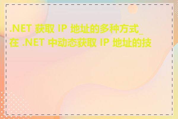 .NET 获取 IP 地址的多种方式_在 .NET 中动态获取 IP 地址的技巧