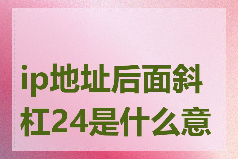 ip地址后面斜杠24是什么意思