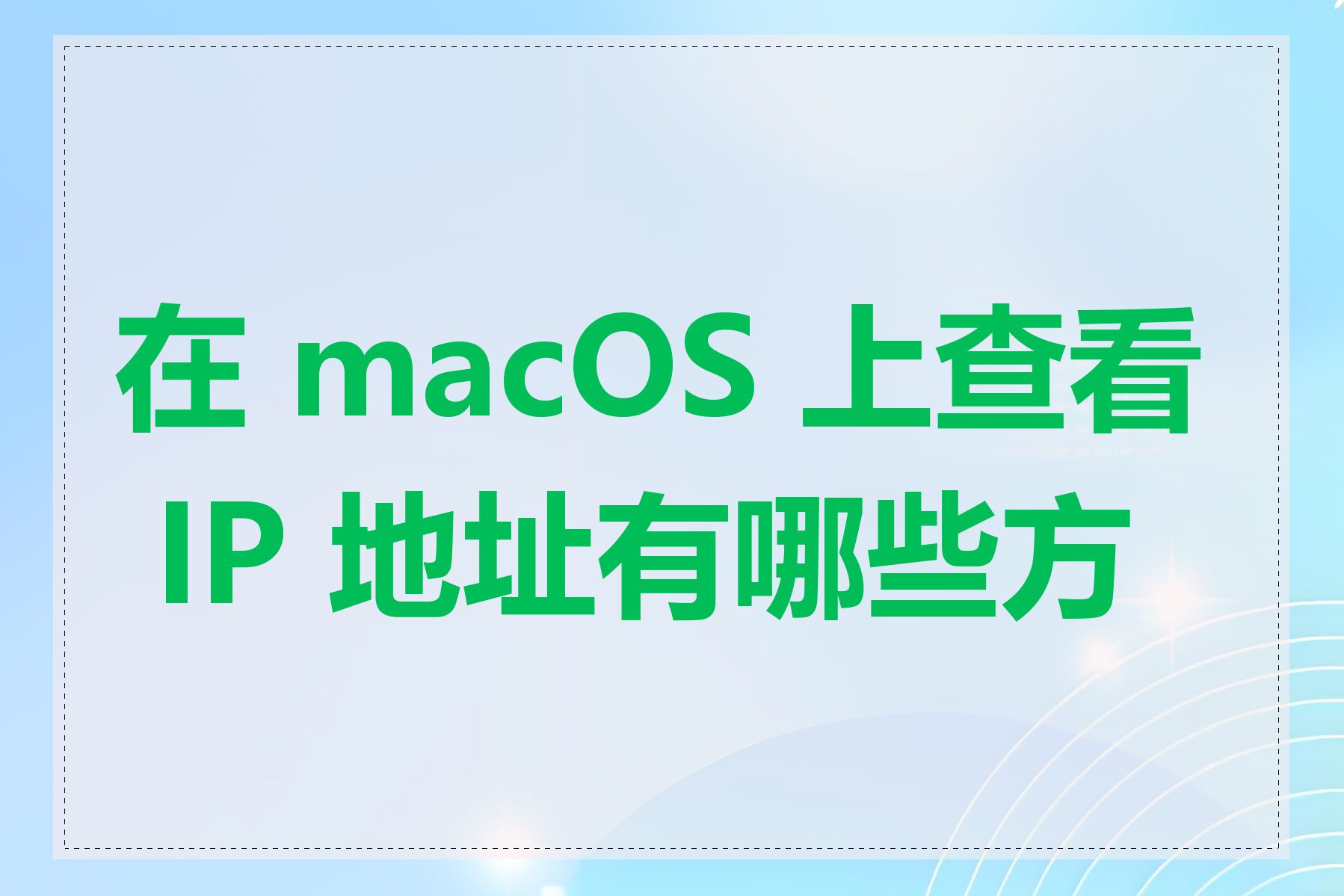 在 macOS 上查看 IP 地址有哪些方法