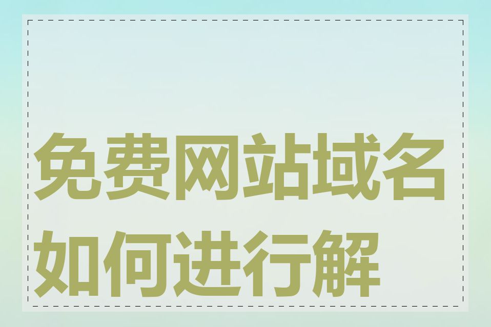 免费网站域名如何进行解析