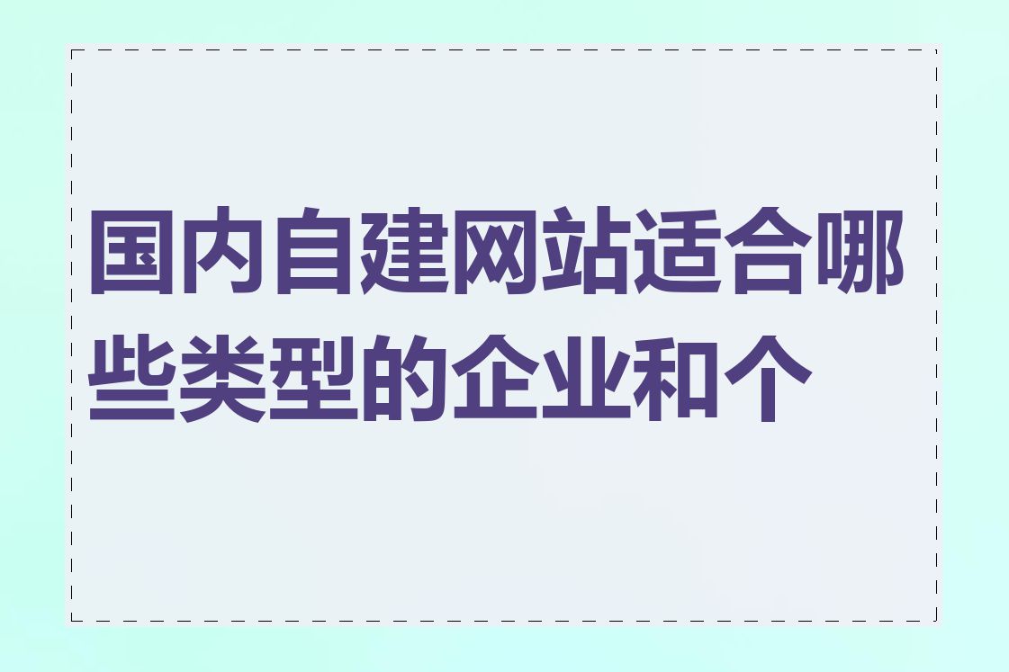 国内自建网站适合哪些类型的企业和个人