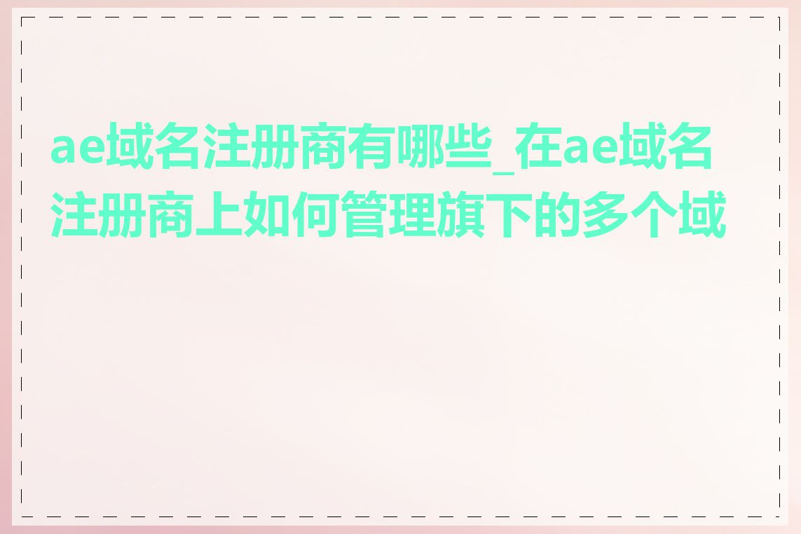 ae域名注册商有哪些_在ae域名注册商上如何管理旗下的多个域名