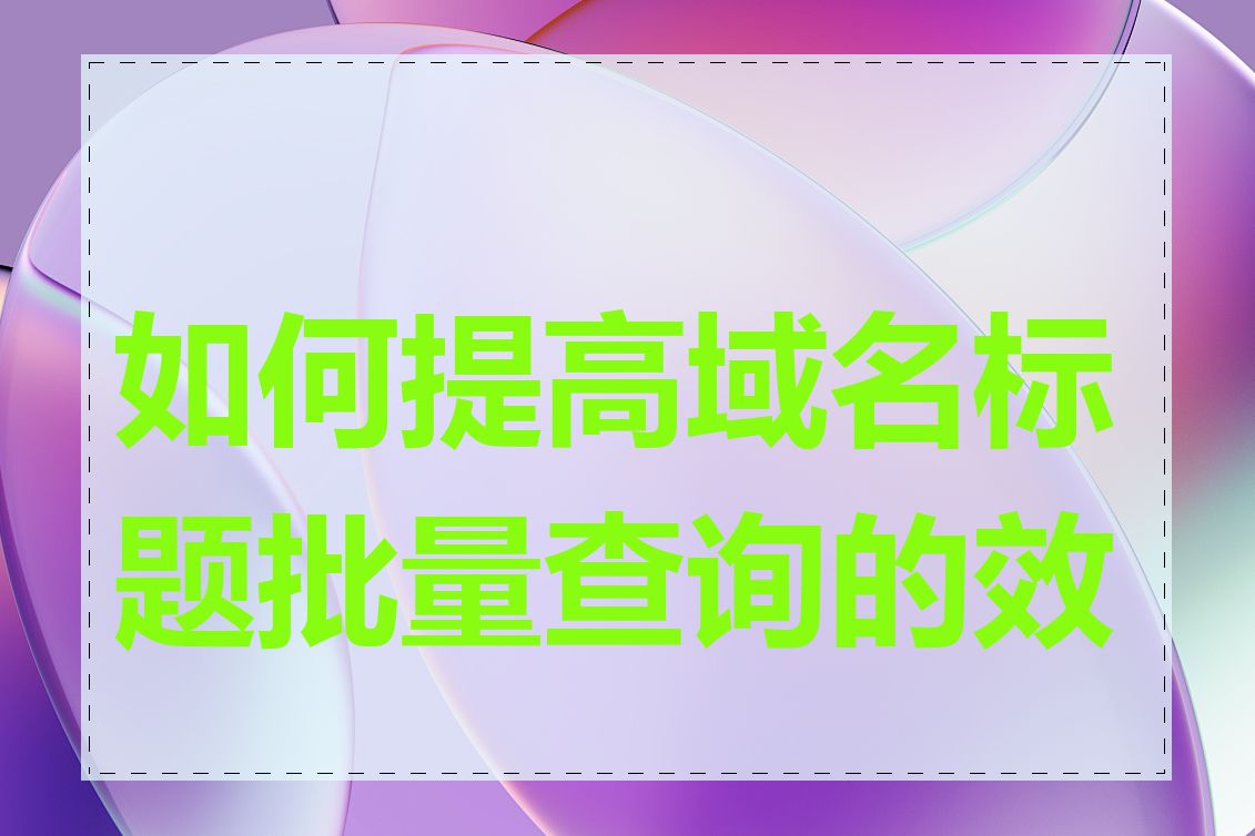 如何提高域名标题批量查询的效率