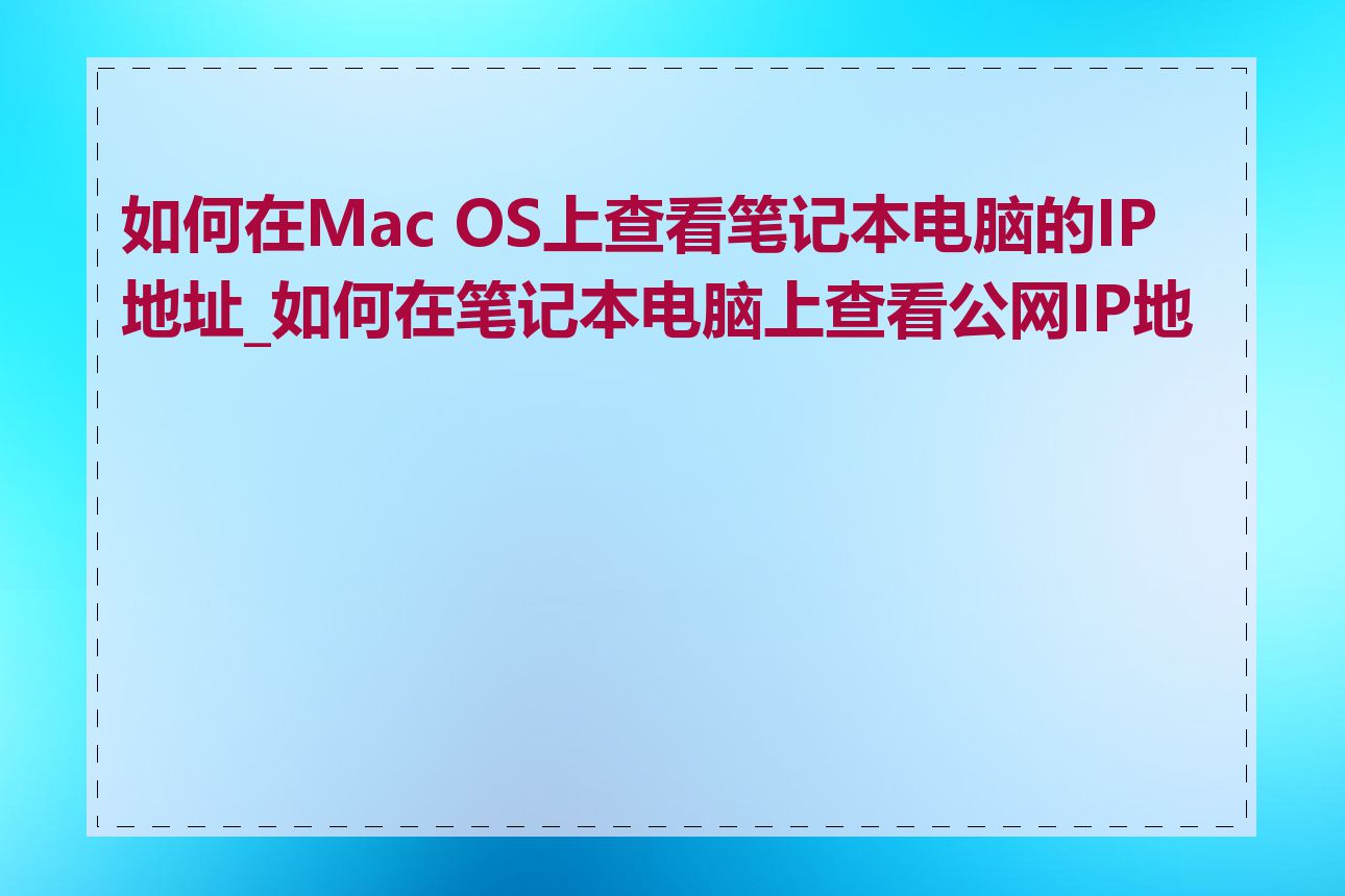 如何在Mac OS上查看笔记本电脑的IP地址_如何在笔记本电脑上查看公网IP地址