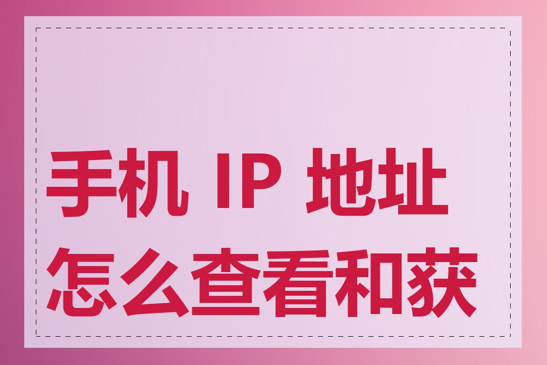 手机 IP 地址怎么查看和获取