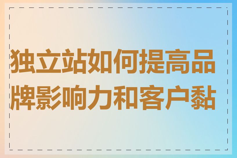 独立站如何提高品牌影响力和客户黏性