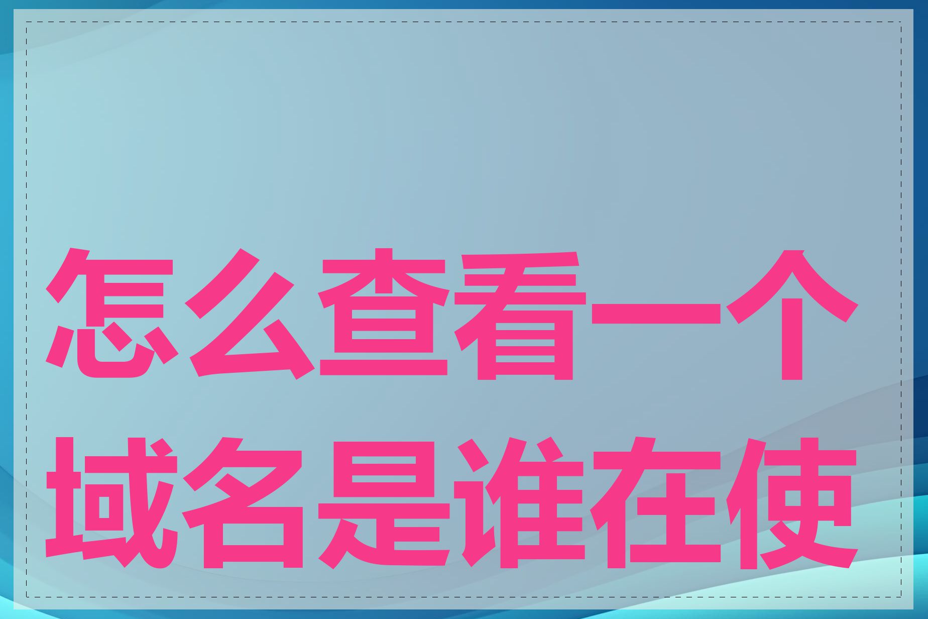 怎么查看一个域名是谁在使用