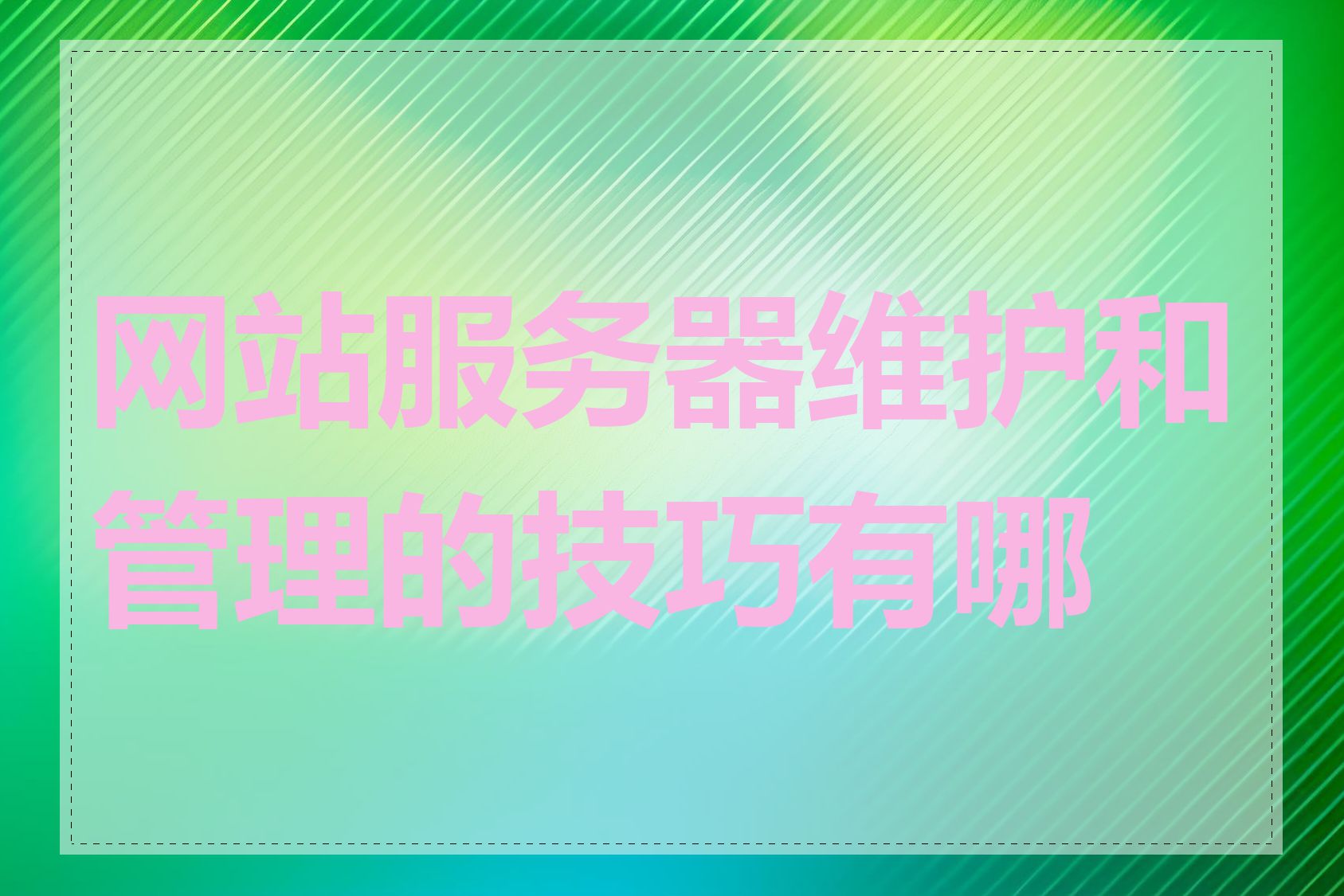 网站服务器维护和管理的技巧有哪些