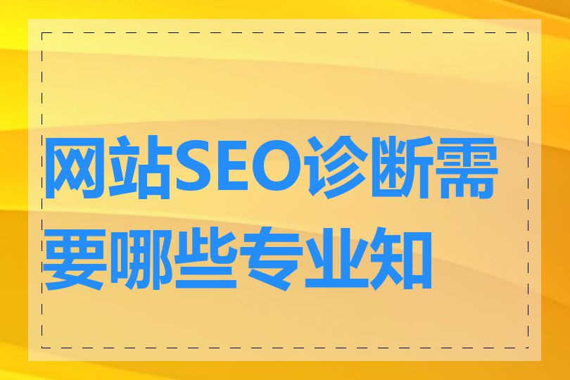 网站SEO诊断需要哪些专业知识