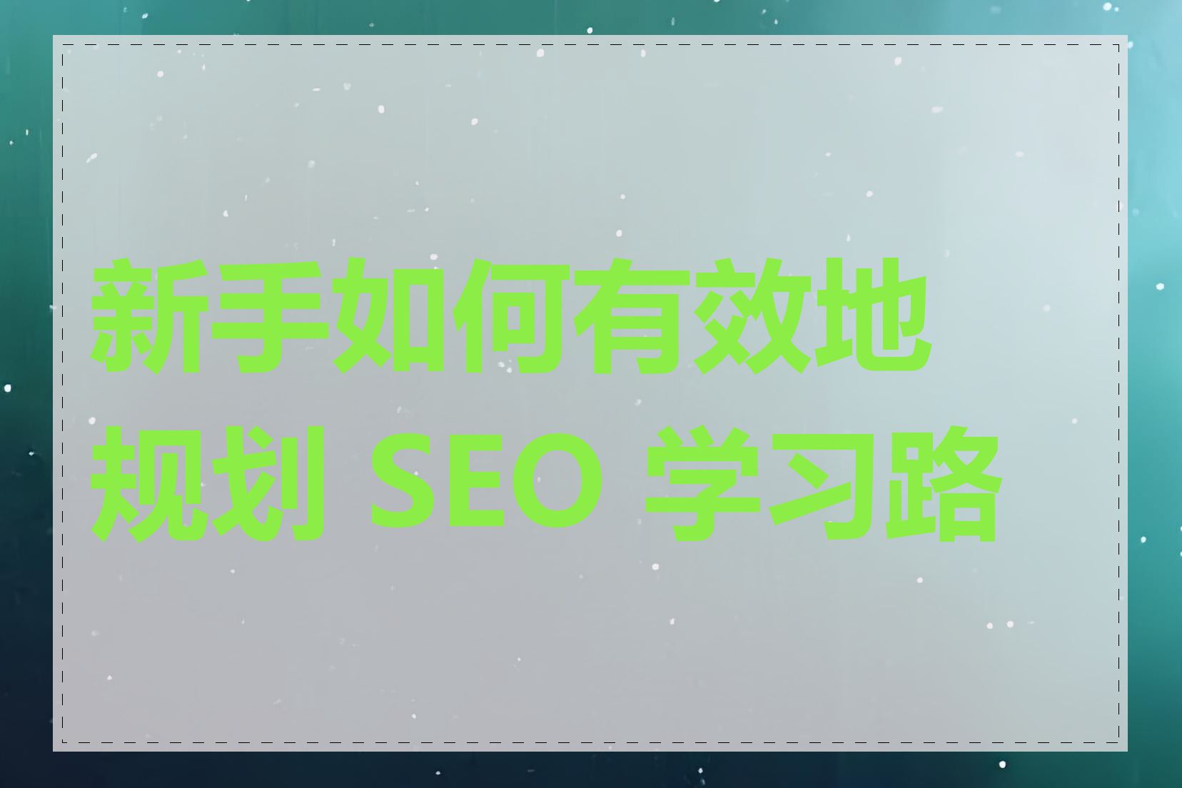 新手如何有效地规划 SEO 学习路径