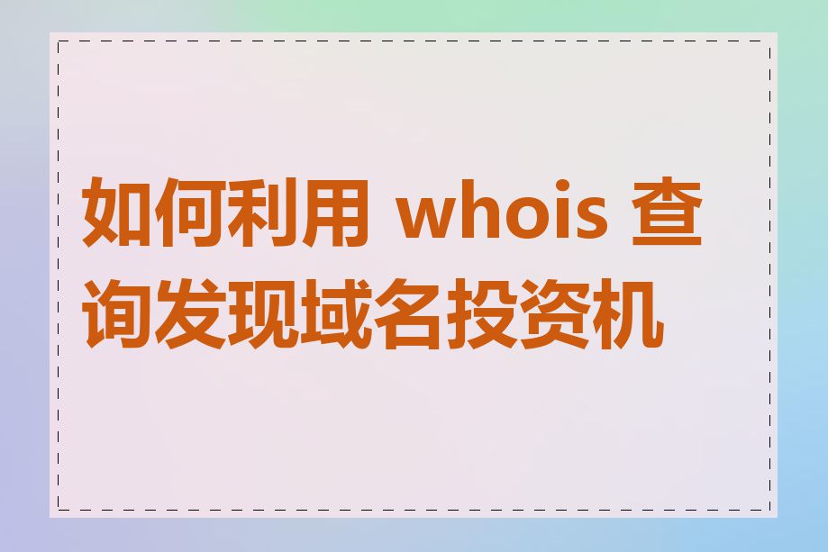 如何利用 whois 查询发现域名投资机会