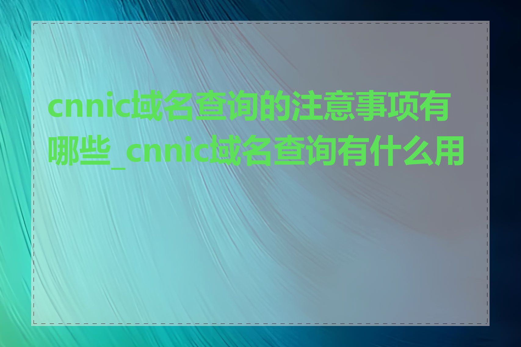 cnnic域名查询的注意事项有哪些_cnnic域名查询有什么用途