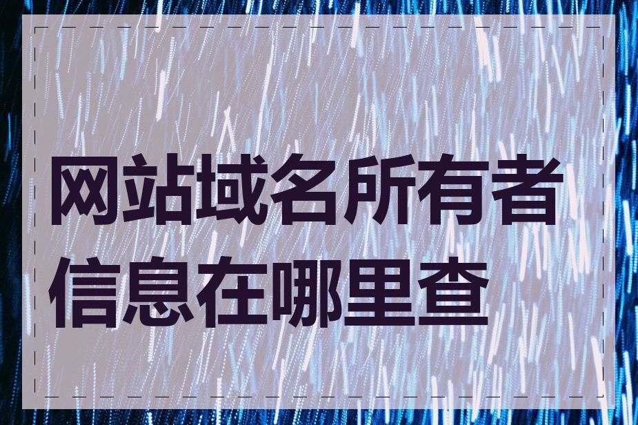 网站域名所有者信息在哪里查询