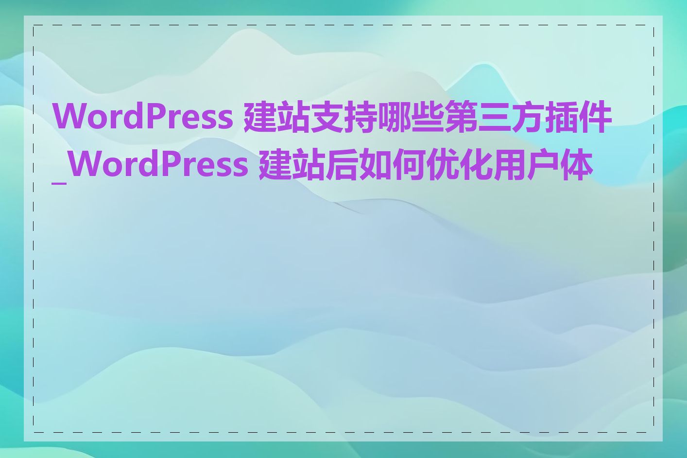 WordPress 建站支持哪些第三方插件_WordPress 建站后如何优化用户体验