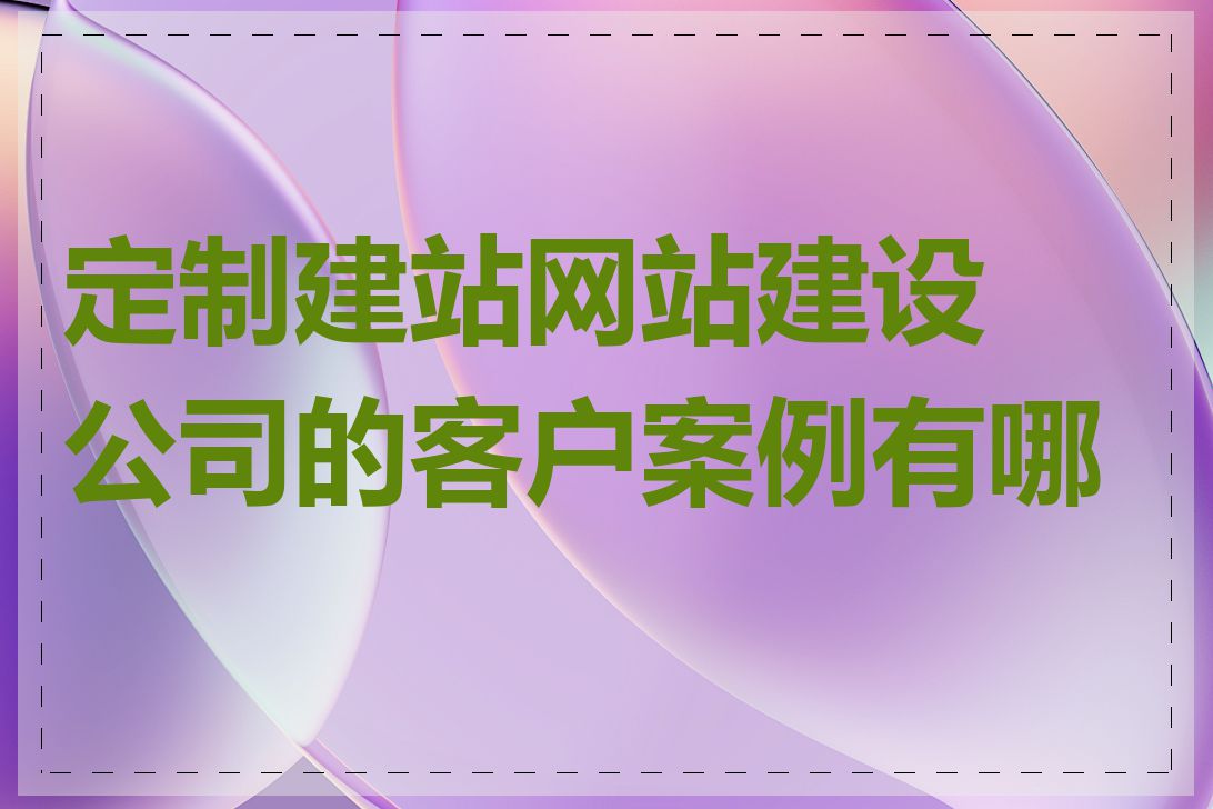 定制建站网站建设公司的客户案例有哪些