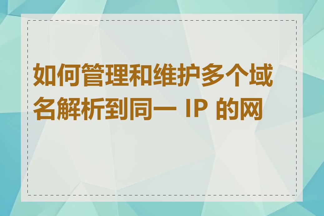 如何管理和维护多个域名解析到同一 IP 的网站