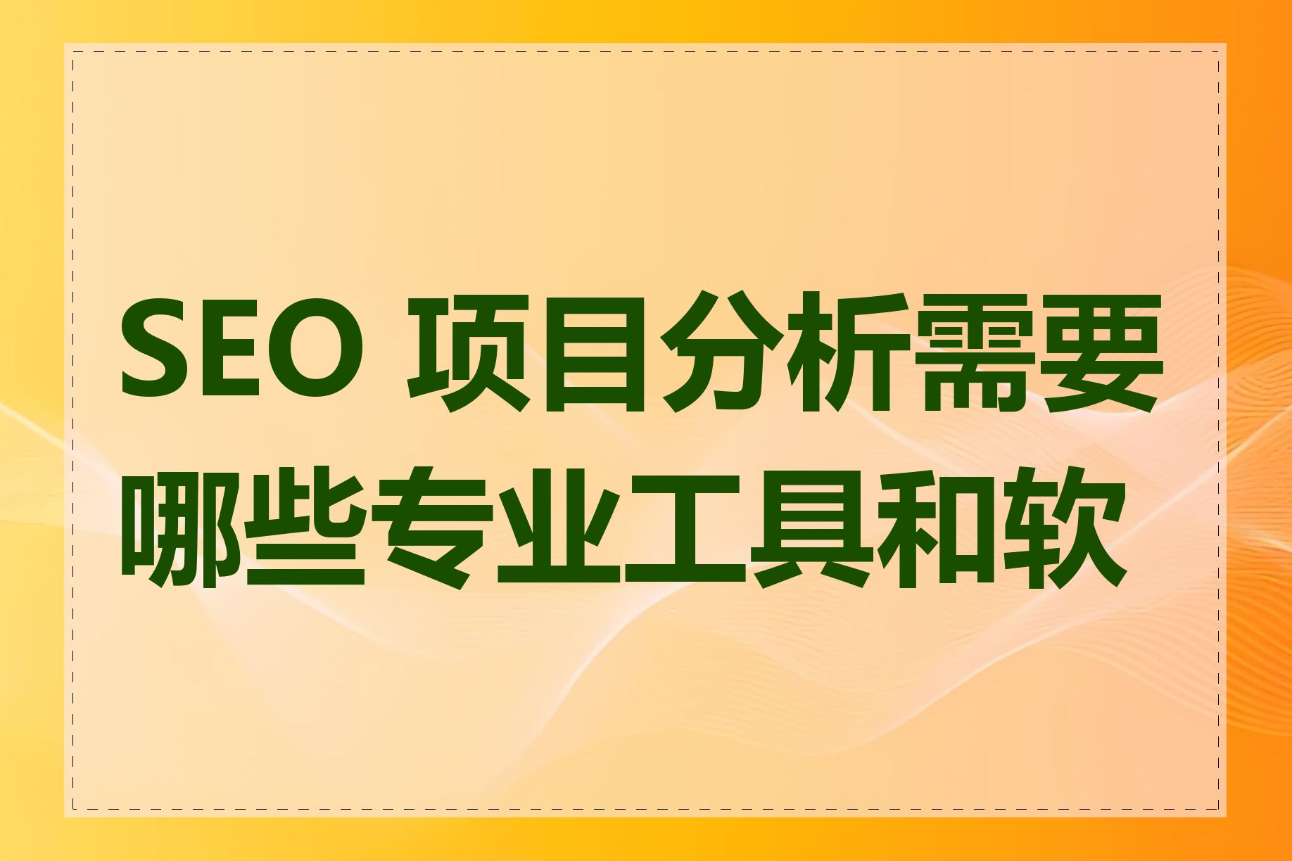 SEO 项目分析需要哪些专业工具和软件