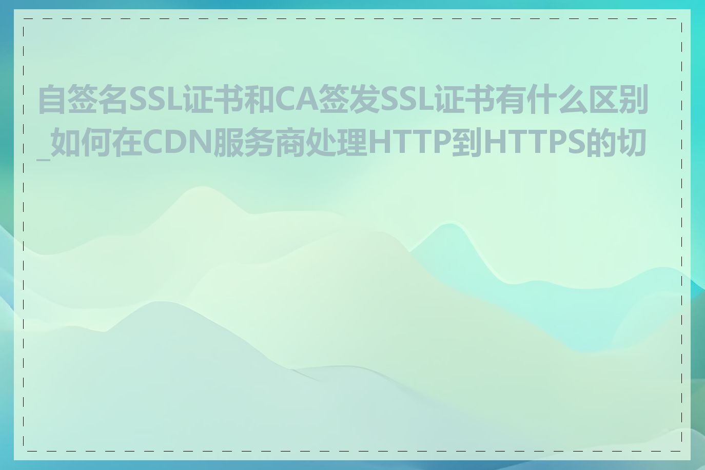 自签名SSL证书和CA签发SSL证书有什么区别_如何在CDN服务商处理HTTP到HTTPS的切换