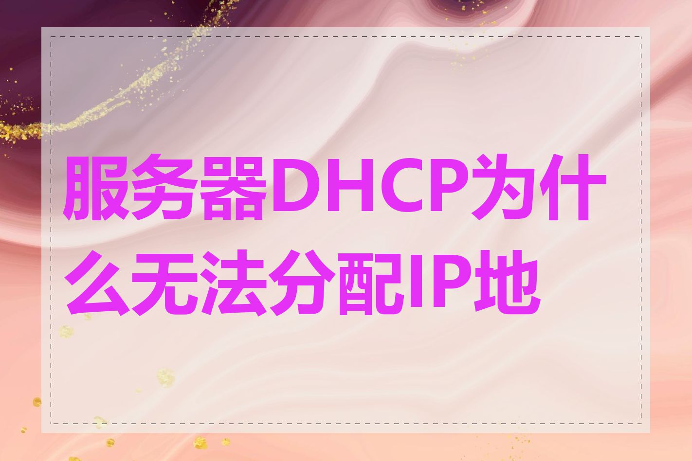 服务器DHCP为什么无法分配IP地址