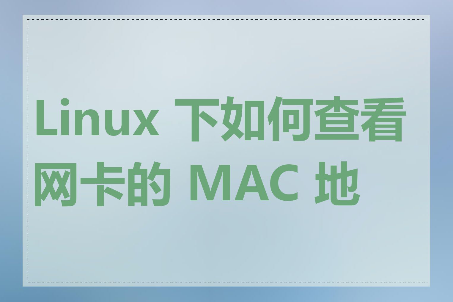 Linux 下如何查看网卡的 MAC 地址