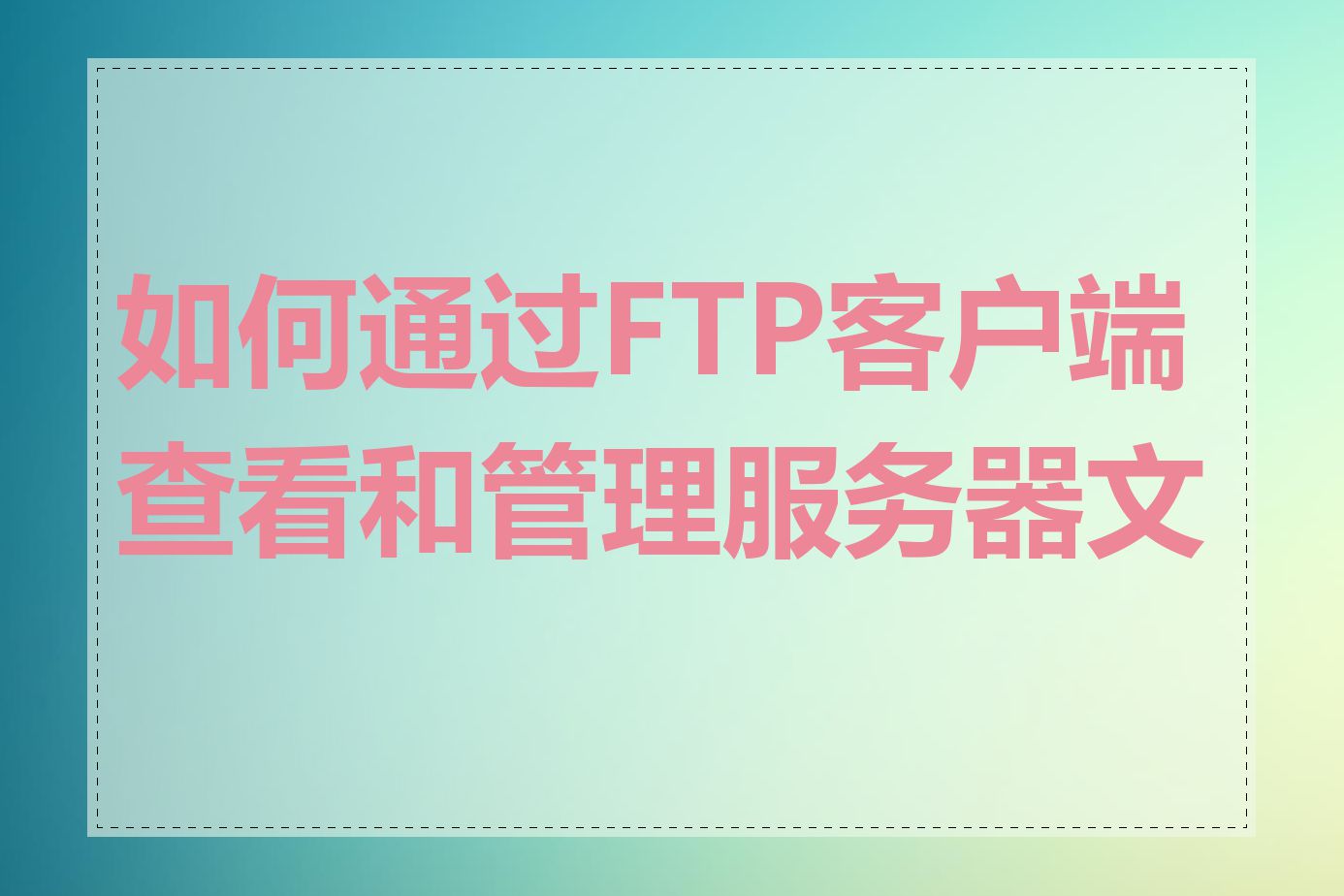 如何通过FTP客户端查看和管理服务器文件