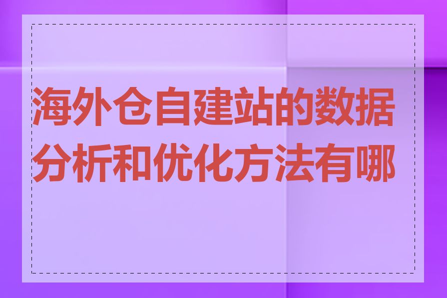 海外仓自建站的数据分析和优化方法有哪些