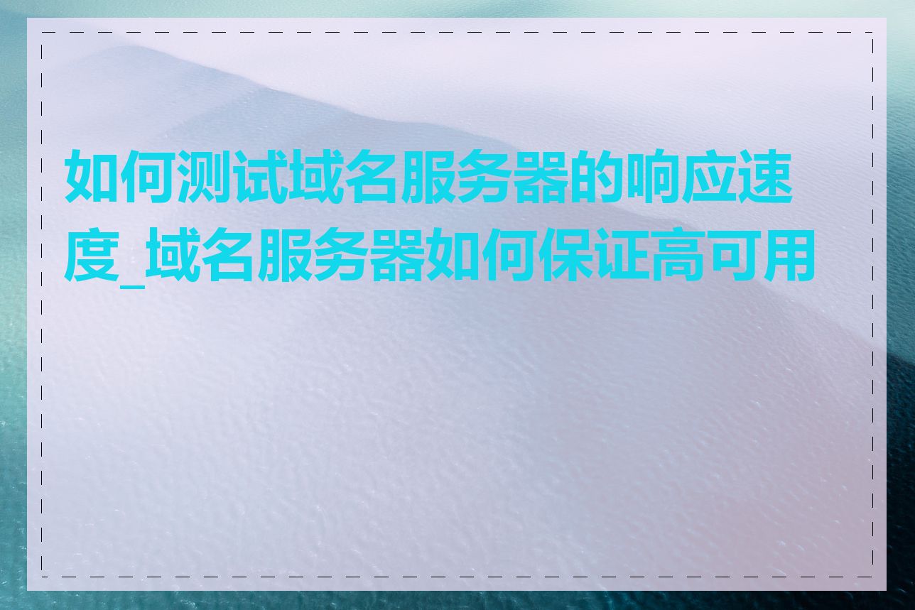 如何测试域名服务器的响应速度_域名服务器如何保证高可用性