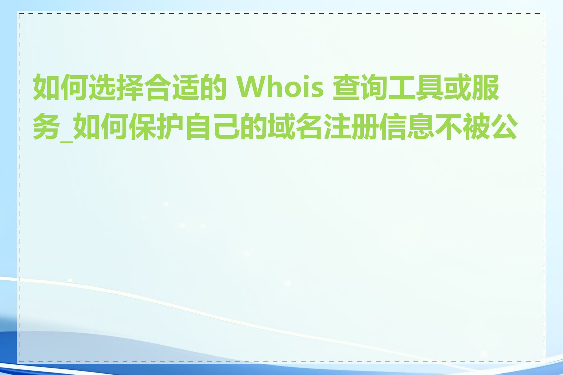 如何选择合适的 Whois 查询工具或服务_如何保护自己的域名注册信息不被公开