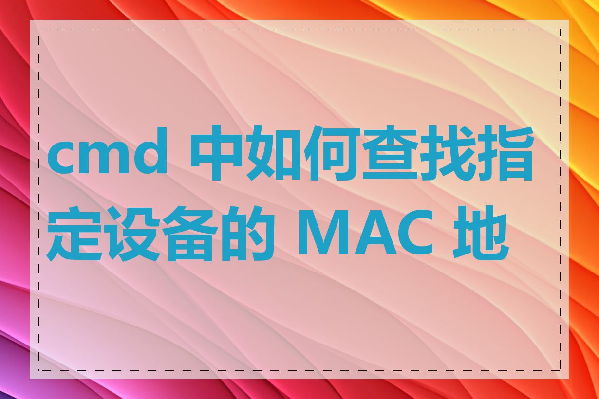 cmd 中如何查找指定设备的 MAC 地址