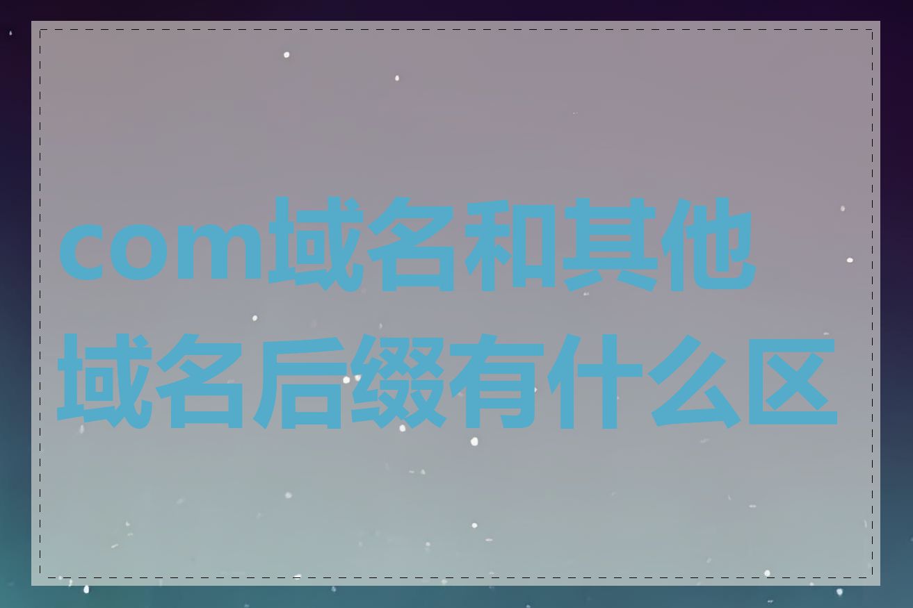 com域名和其他域名后缀有什么区别