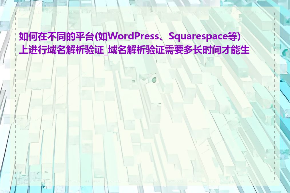 如何在不同的平台(如WordPress、Squarespace等)上进行域名解析验证_域名解析验证需要多长时间才能生效