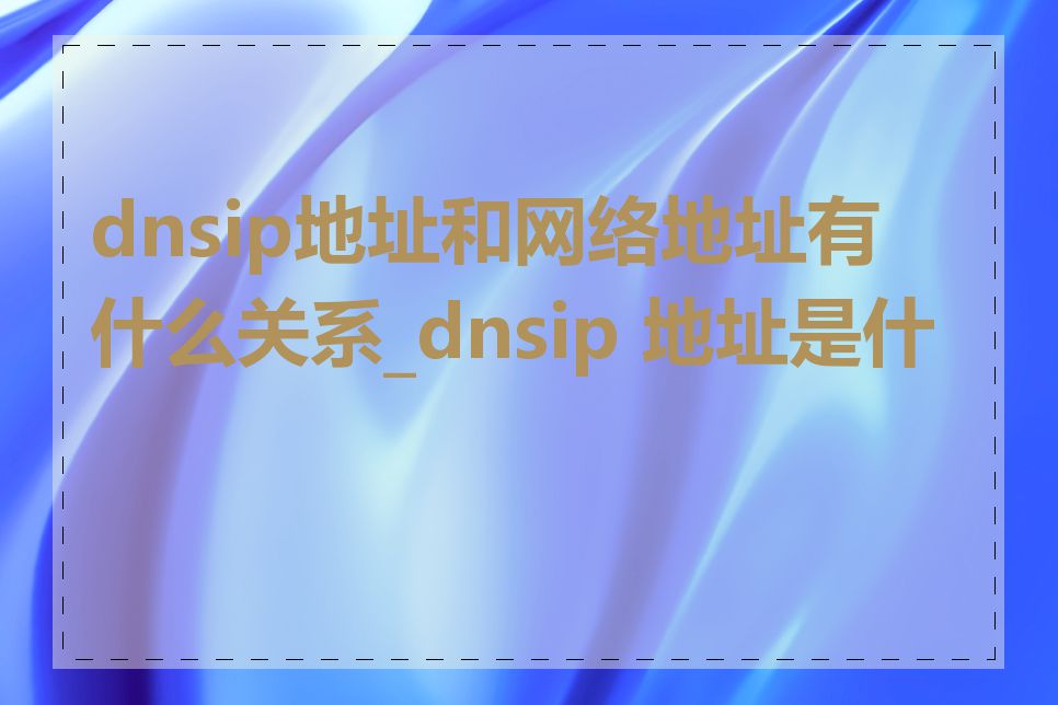 dnsip地址和网络地址有什么关系_dnsip 地址是什么