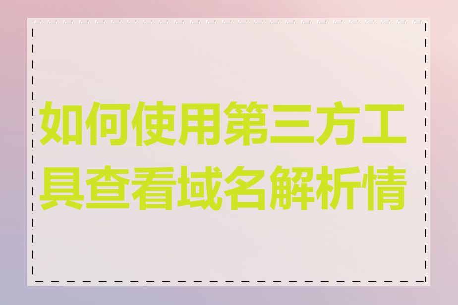 如何使用第三方工具查看域名解析情况