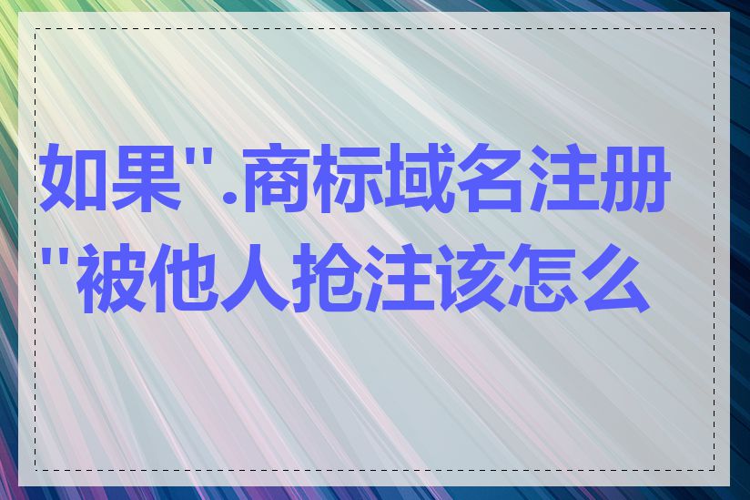 如果".商标域名注册"被他人抢注该怎么办