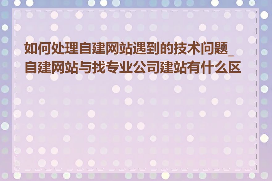 如何处理自建网站遇到的技术问题_自建网站与找专业公司建站有什么区别