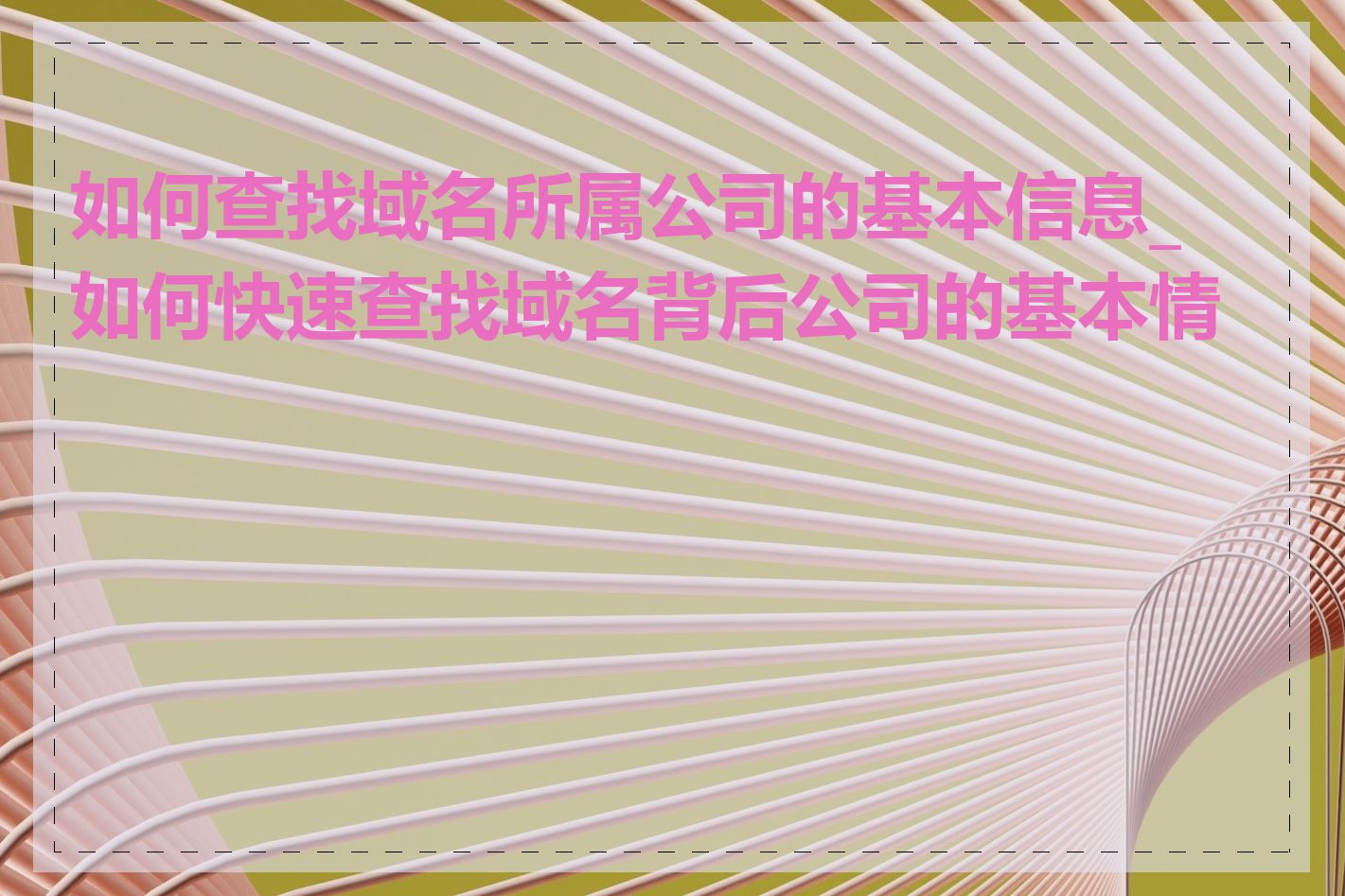 如何查找域名所属公司的基本信息_如何快速查找域名背后公司的基本情况