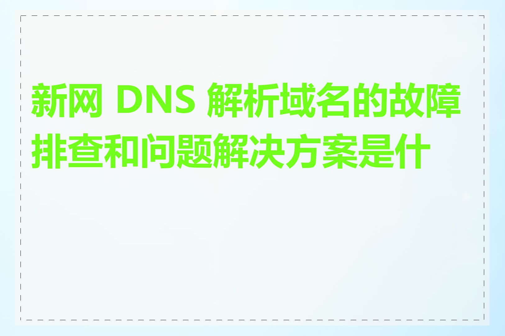 新网 DNS 解析域名的故障排查和问题解决方案是什么