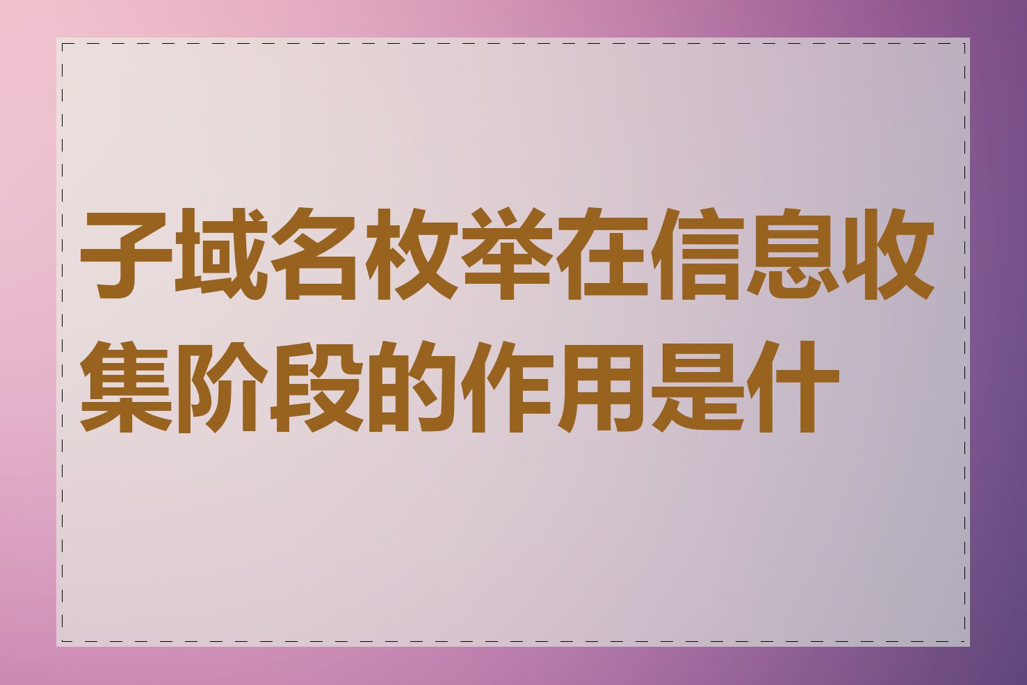 子域名枚举在信息收集阶段的作用是什么