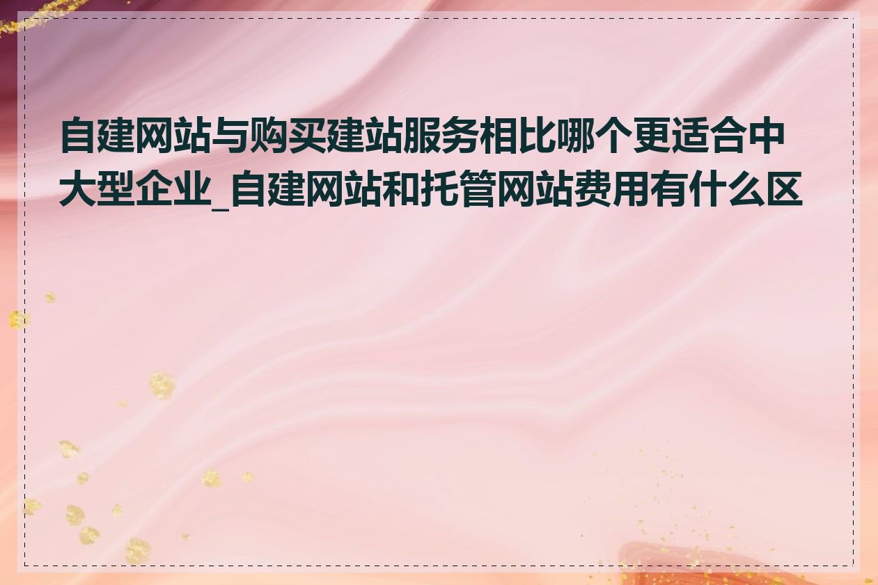 自建网站与购买建站服务相比哪个更适合中大型企业_自建网站和托管网站费用有什么区别