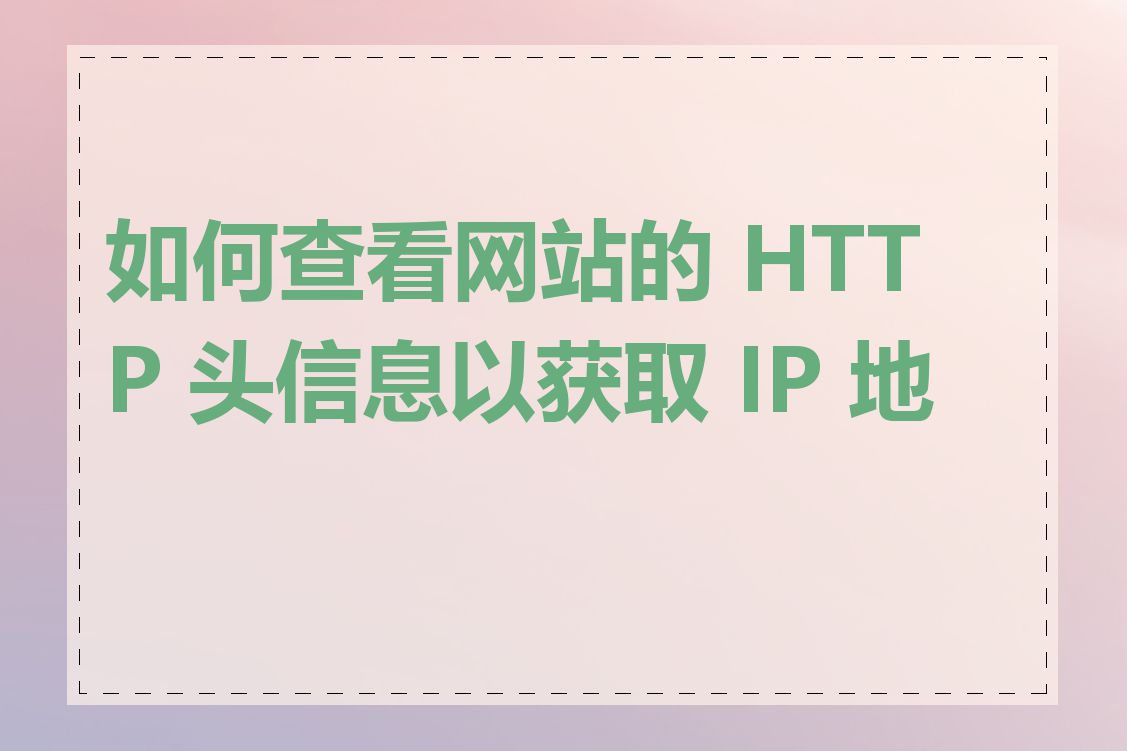 如何查看网站的 HTTP 头信息以获取 IP 地址