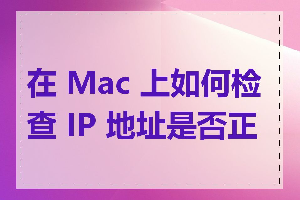 在 Mac 上如何检查 IP 地址是否正确