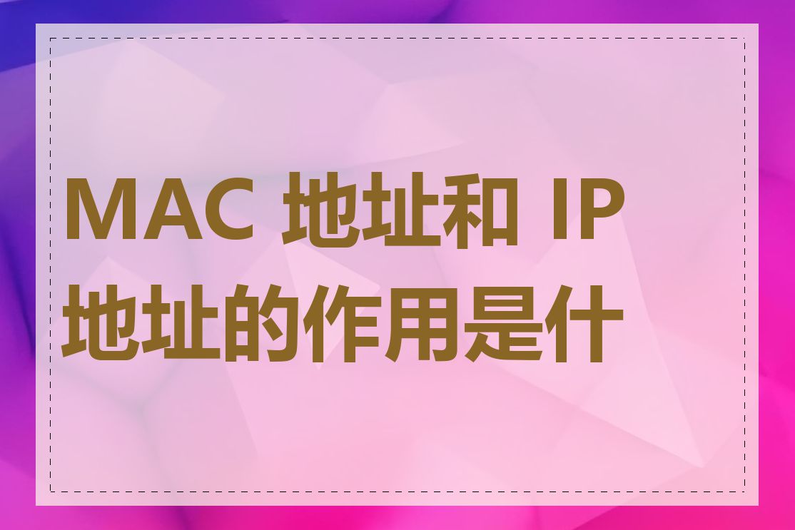 MAC 地址和 IP 地址的作用是什么