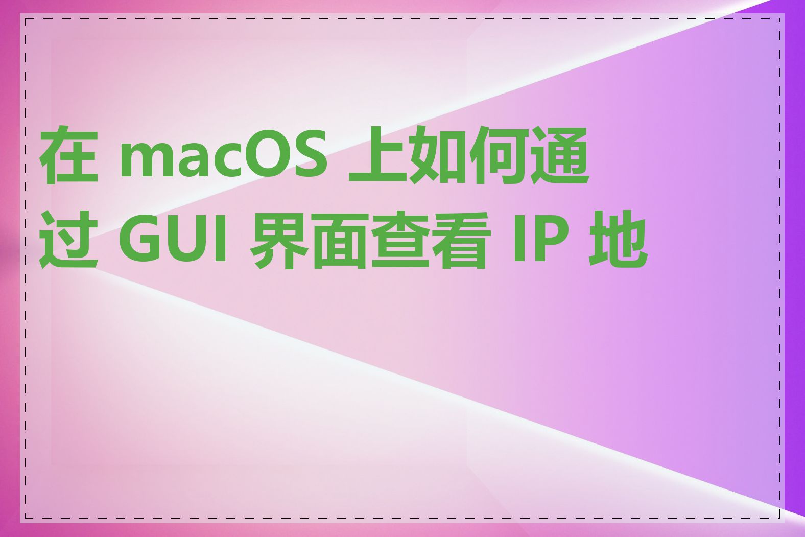 在 macOS 上如何通过 GUI 界面查看 IP 地址