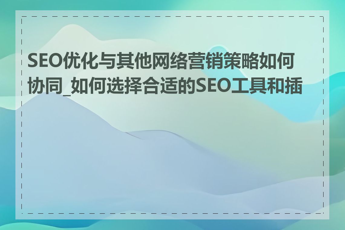 SEO优化与其他网络营销策略如何协同_如何选择合适的SEO工具和插件